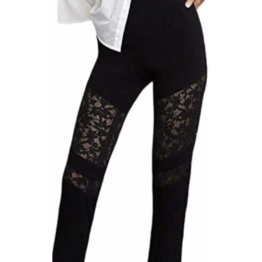 BCBG MAXAZRIA Women's 'XXS BOA' Black LACE HIGH-WAISTED PANTS J